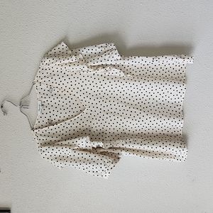 Madewell Silk V-Neck Shoulder-Ruffle Top in Inkbrush Dots Size S